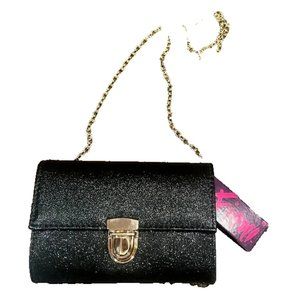 Fiona Night Black Glitter clutch/shoulder bag